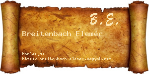 Breitenbach Elemér névjegykártya